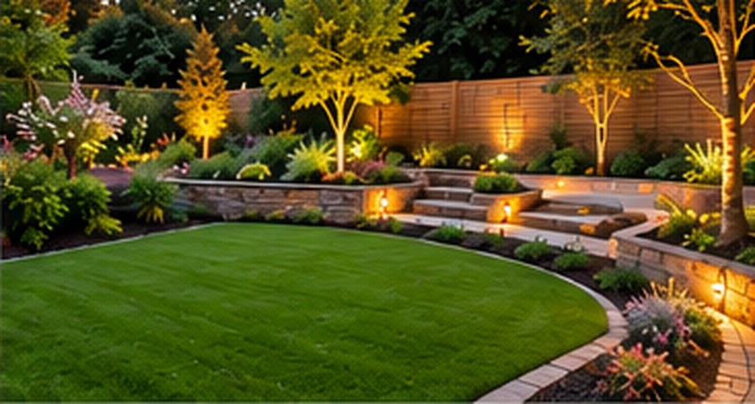Beautifully landscaped lawn with borders and planting